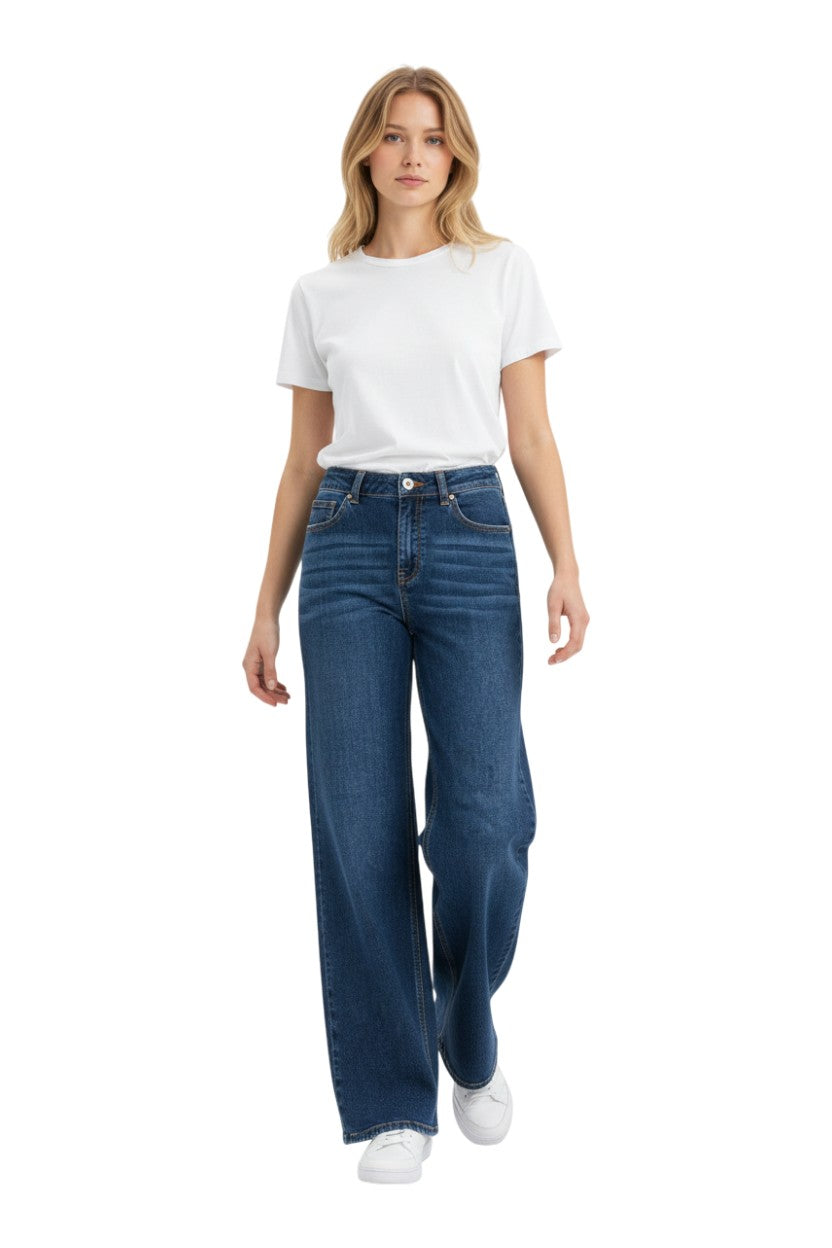 Wax Jeans - Women's Low Rise Wide Leg Denim Pants - 90418