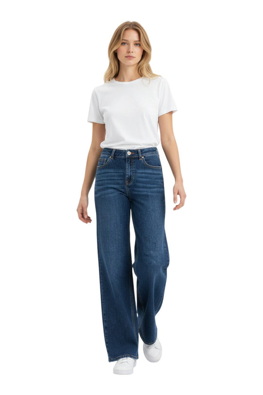 Wax Jeans - Women's Low Rise Wide Leg Denim Pants - 90418