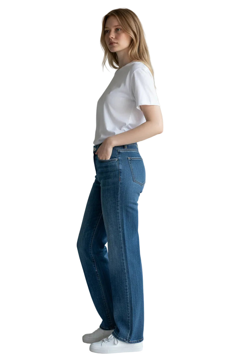 Wax Jeans - Women's High Waisted Straight Leg Denim - 90384