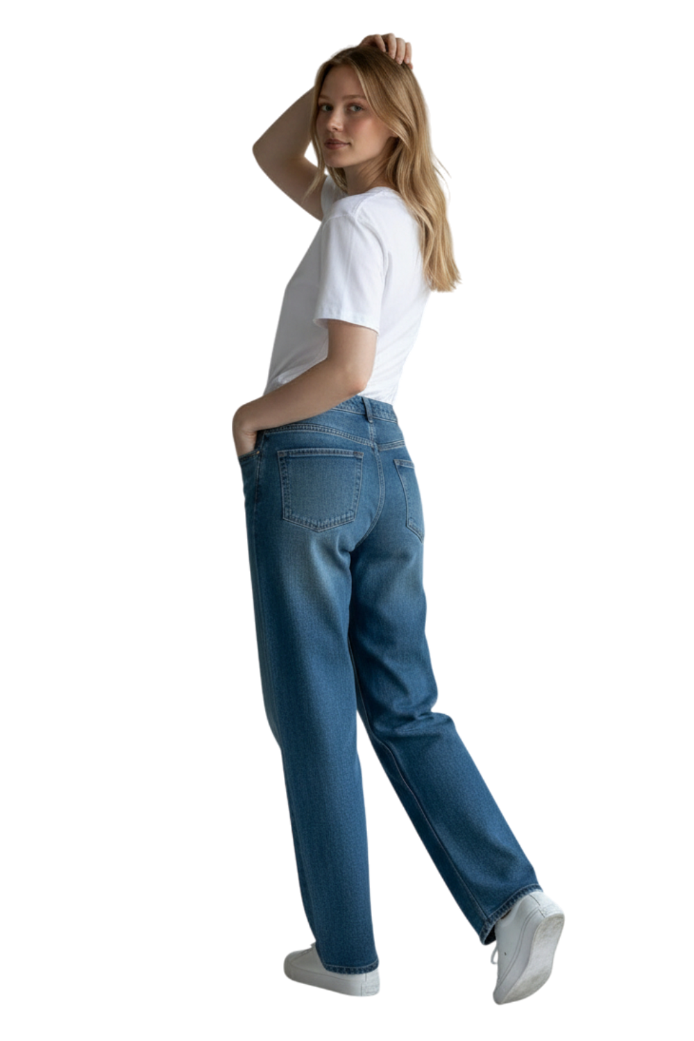 Wax Jean - Women's High Waisted Straight Leg Jeans - Stretchy Vintage Wash 90s Mom Denim - 90379