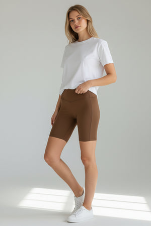 Zenana - Brushed Microfiber Wide WaistBand Biker Shorts - MP-3236D4