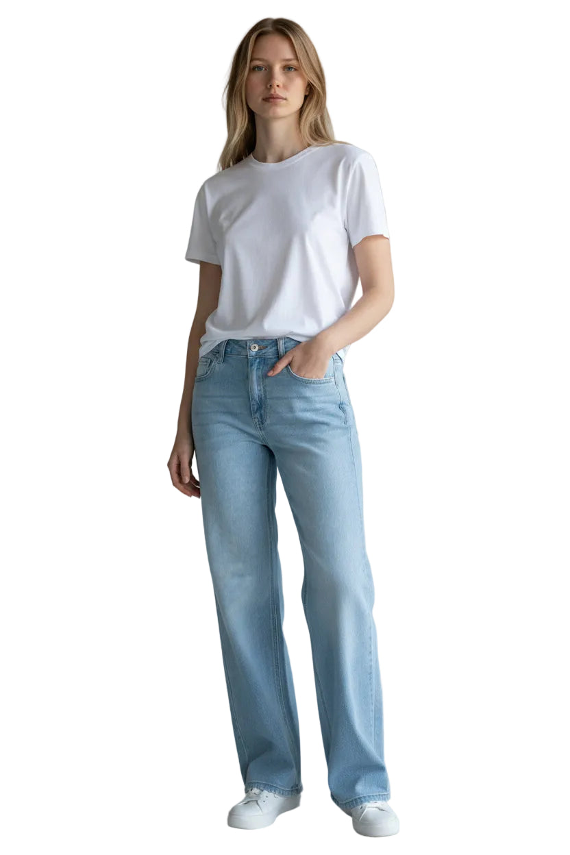 Wax Jeans - Women's Low Rise Wide Leg Denim Pants - 90403