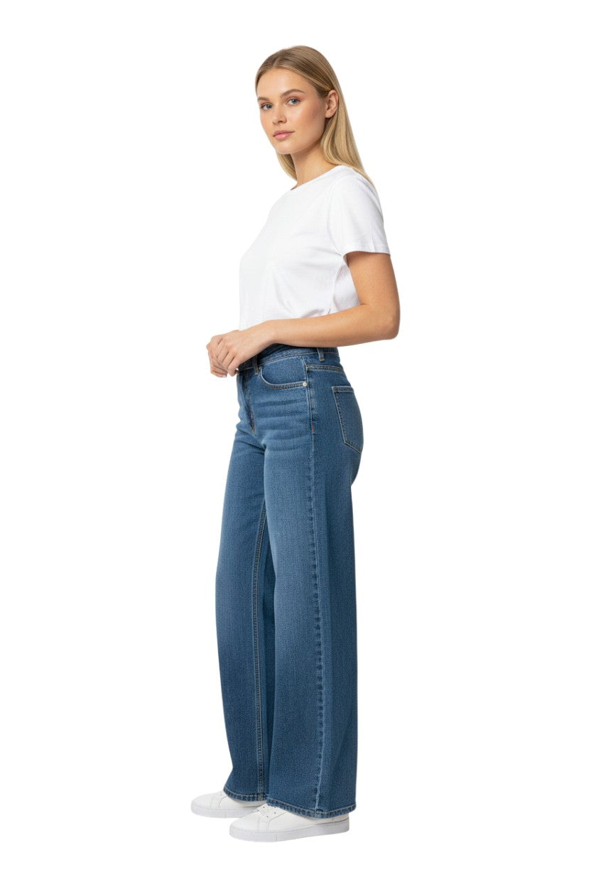 Wax Jeans - Women's Low Rise Wide Leg Denim Pants - 90418