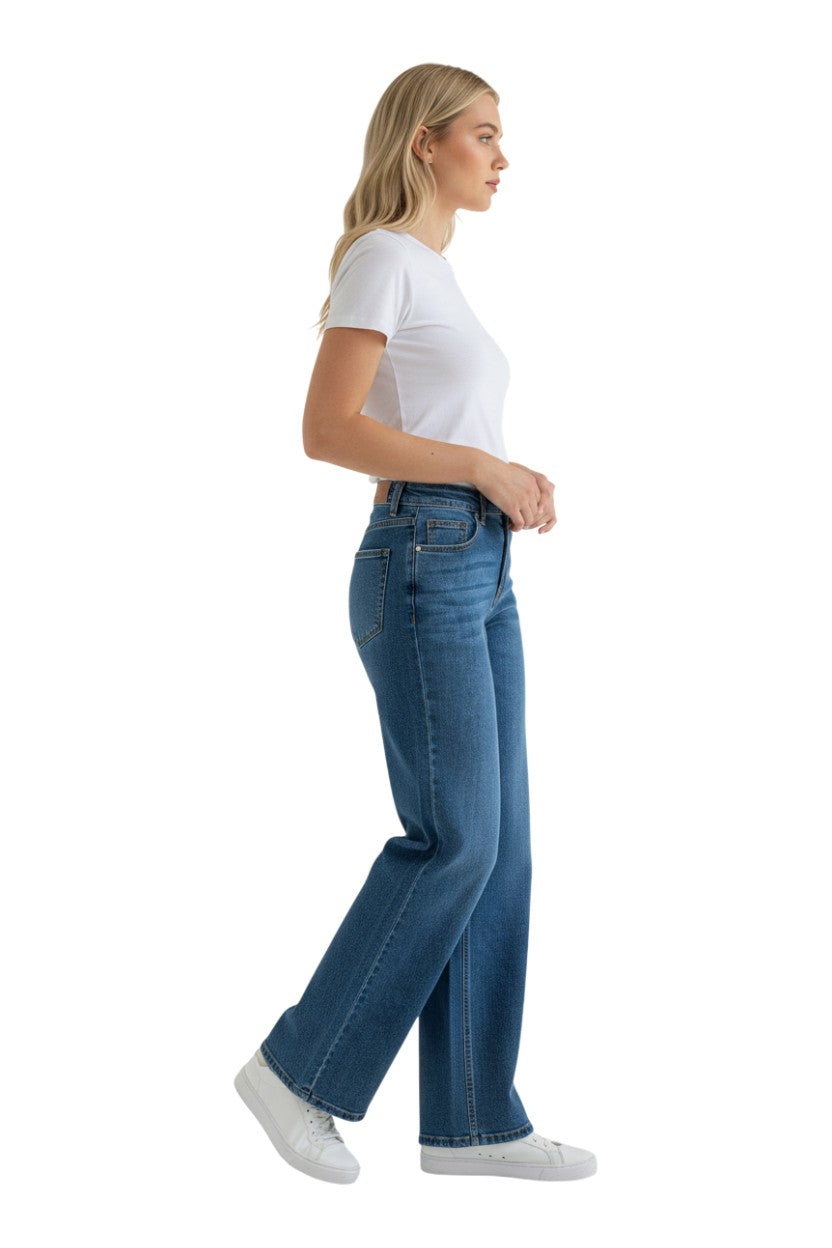 Wax Jeans - Women's Low Rise Wide Leg Denim Pants - 90418