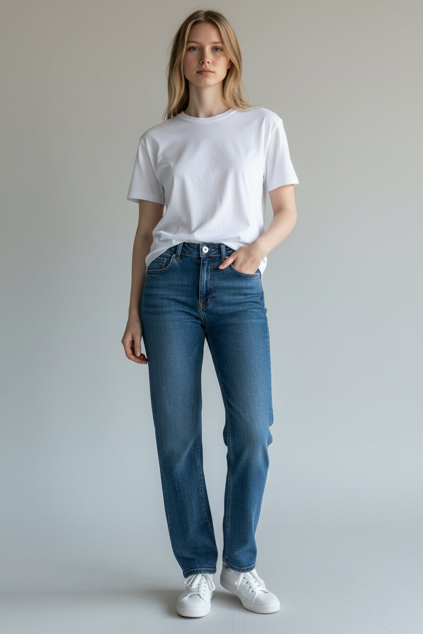 Wax Jeans - Women's High Waisted Straight Leg Denim - 90384