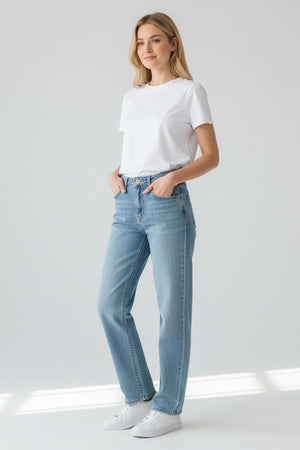 Wax Jeans - Women's High Waisted Straight Leg Denim - 90384