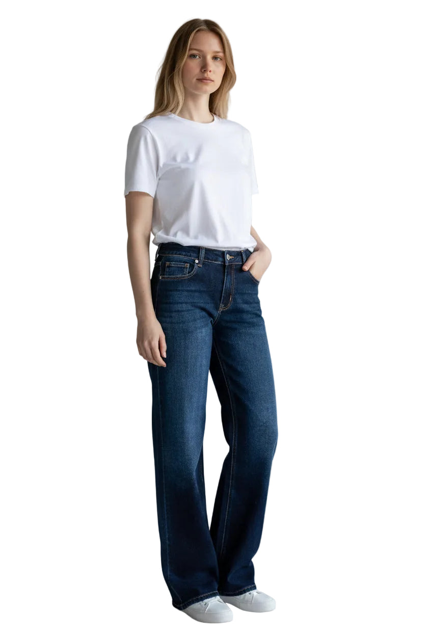 Wax Jeans - Women's Low Rise Wide Leg Denim Pants - 90403