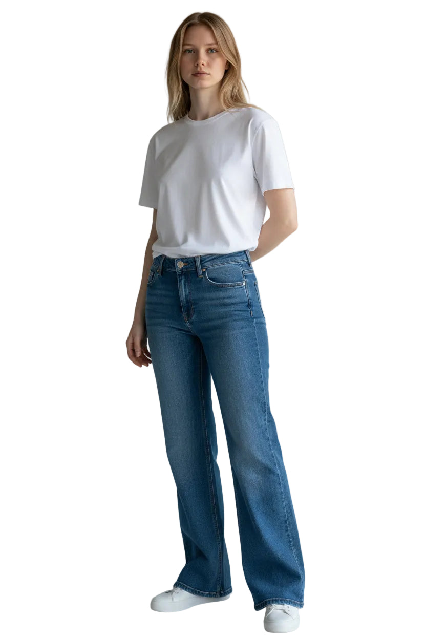 Wax Jeans - Women's Low Rise Wide Leg Denim Pants - 90403