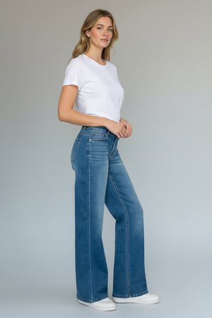 Wax Jeans - Women's Low Rise Wide Leg Denim Pants - 90403