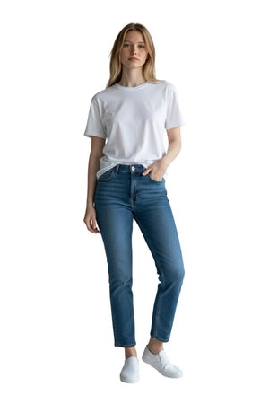 Wax Jeans - Women's High Waisted Crop Straight Leg Denim - 90421