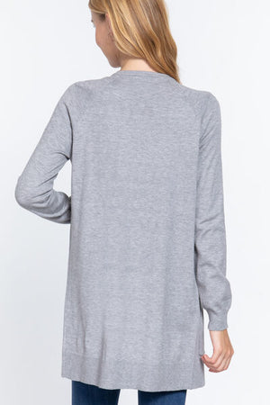 ACTIVE BASIC Open Front Long Sleeve Cardigan - SaltTree
