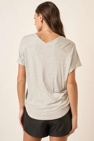 Mittoshop Striped V-Neck Short Sleeve T-Shirt - SaltTree