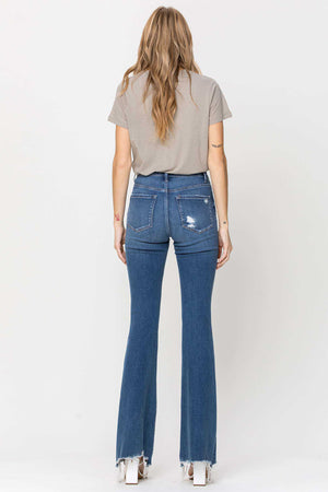 Flying Monkey - Best Part - High Rise Distressed Raw Hem Flare Jeans - F4088FHL