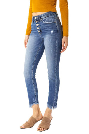 Kancan - Women's High Rise Button Fly Skinny Jeans - KC8577