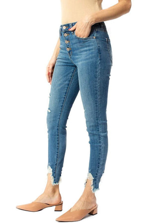 Kan Can Women's High Rise Ankle Skinny Jeans - kc7322m ST