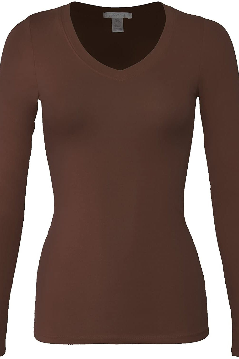 Long-sleeved t-shirt jewelled detail chestnut brown ladies