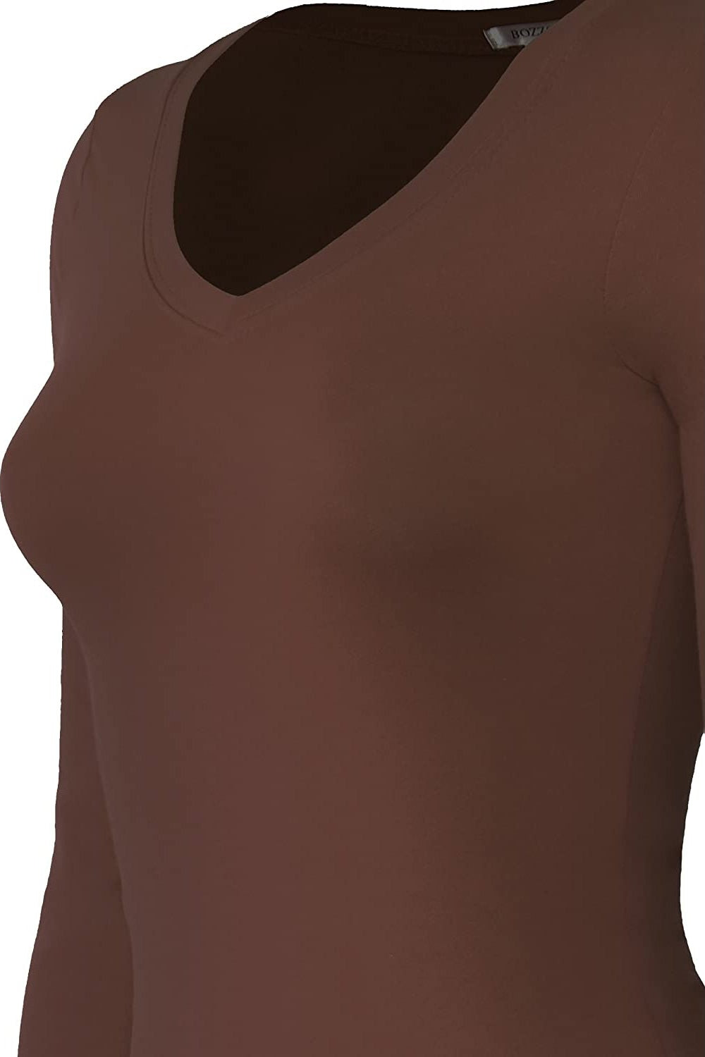 Bozzolo Women's Basic V-Neck Warm Soft Stretchy Long Sleeves T Shirt - SaltTree