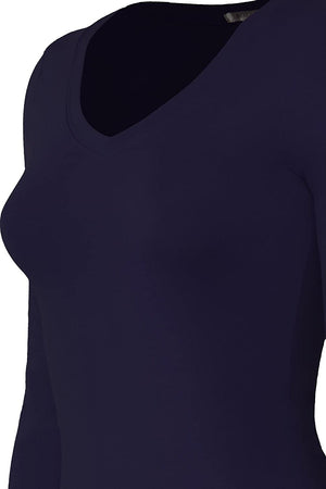 Bozzolo Women's Basic V-Neck Warm Soft Stretchy Long Sleeves T Shirt