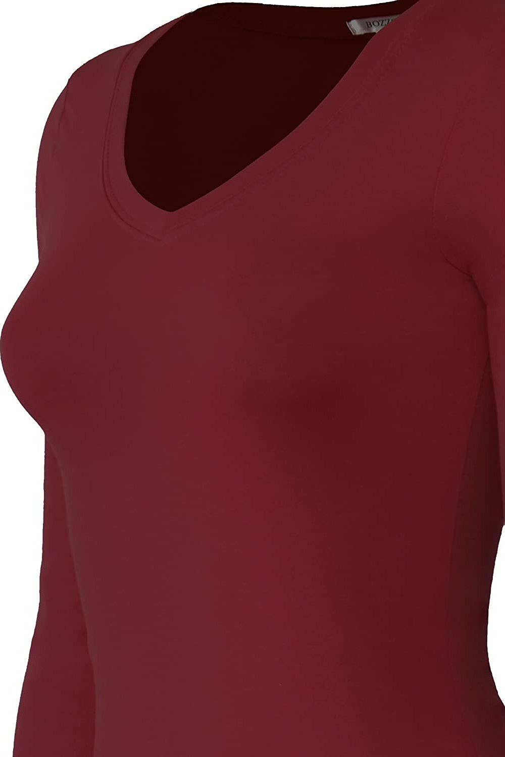 Bozzolo Women's Basic V-Neck Warm Soft Stretchy Long Sleeves T Shirt - SaltTree