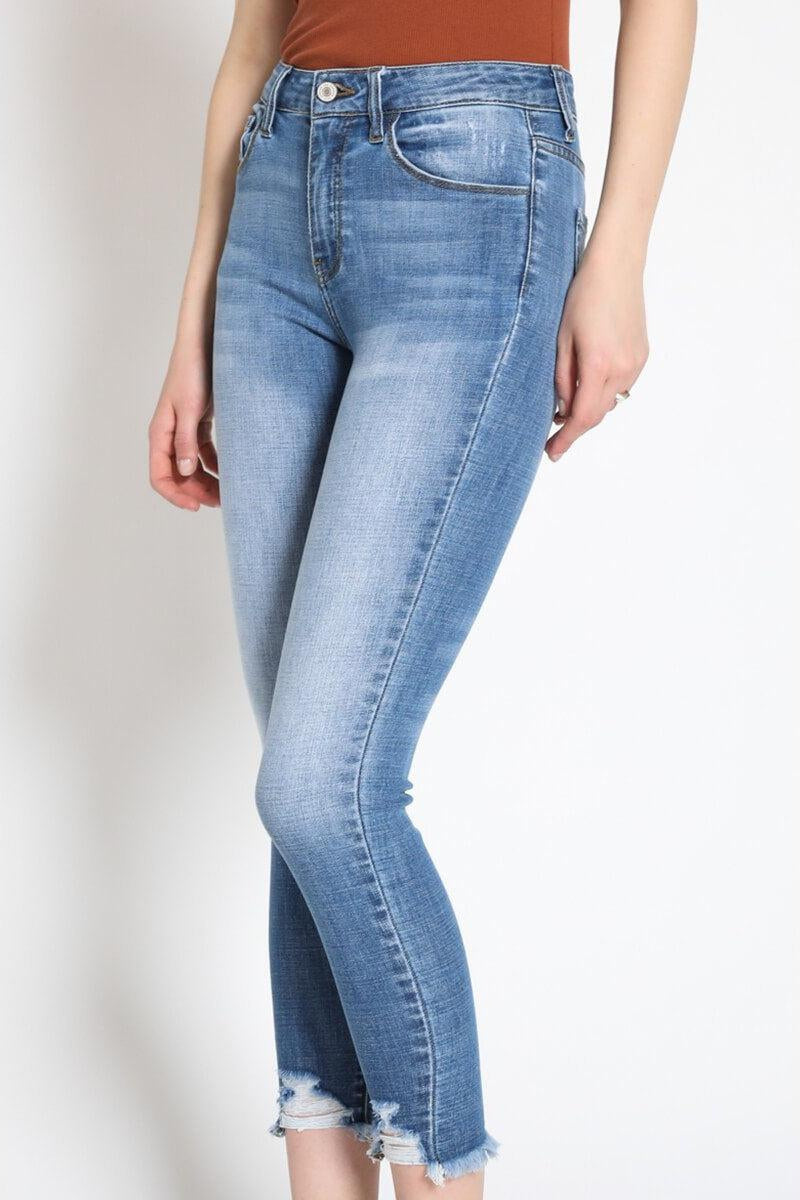 Kancan - Women's Mid Rise Distressed Ankle Skinny Jeans - kc7274 - SaltTree