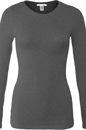 Bozzolo Women's Basic Round Neck Warm Soft Stretchy Long Sleeves T Shirt