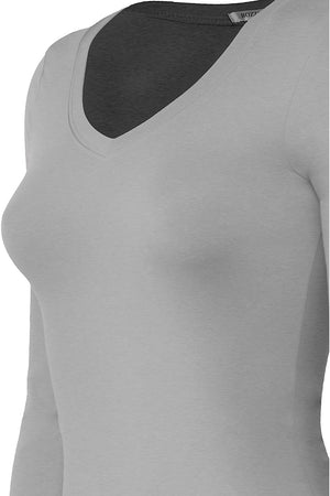 Bozzolo Women's Basic V-Neck Warm Soft Stretchy Long Sleeves T Shirt