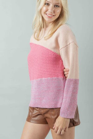 VERY J Color Block Long Sleeve Sweater - SaltTree