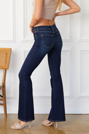 Kan Can Women's Mid Rise Flare Jeans - KC6102TD