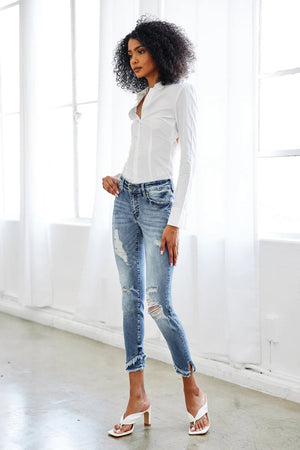 Kancan Women's Mid Rise Ankle Skinny Jeans - KKC6204M