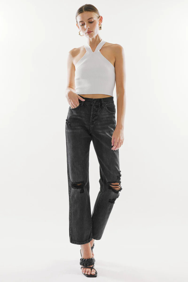 Kancan - Lynne Ultra High Rise Straight Jeans - kc6387dgop - SaltTree