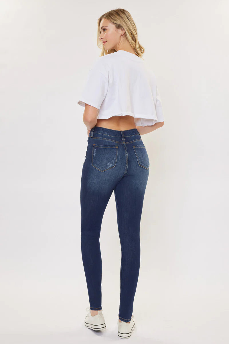 Kancan - Women's High Rise Curvy Button Fly Super Skinny Jeans - KC7114ST - SaltTree