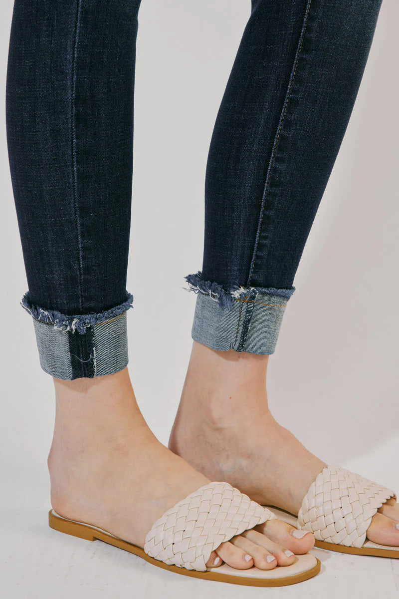 Kancan - Women's High Rise Distressed Cuffed Ankle Skinny Jeans - KC7299 - SaltTree