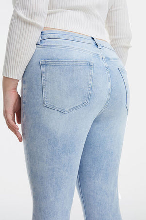 BAYEAS Full Size High Waist Raw Hem Washed Straight Jeans - SaltTree