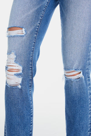 BAYEAS Full Size High Waist Distressed Cat's Whiskers Straight Jeans - SaltTree