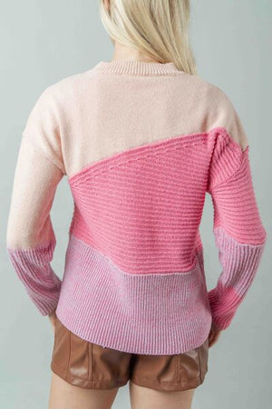 VERY J Color Block Long Sleeve Sweater - SaltTree
