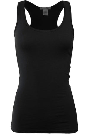 Bozzolo Women's Basic Cotton Spandex Racerback Solid Plain Fitted Tank Top -RT1777