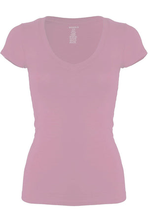 Bozzolo Women's Plain Basic V Neck Short Sleeve Cotton T-Shirts - RT1010V