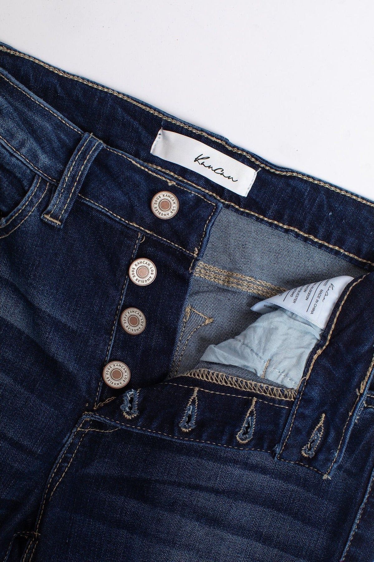 Salt Tree Women's Kancan Stretchy Five Pocket Distressed High Waist Denim Jeans-SaltTree