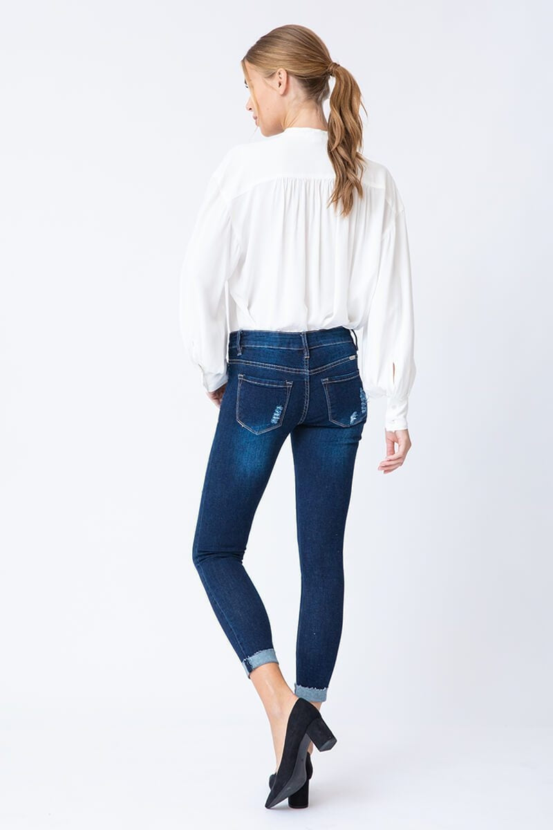 Kan Can Women's Low Rise Ankle Skinny Jeans - Distressed - KC6050-SaltTree