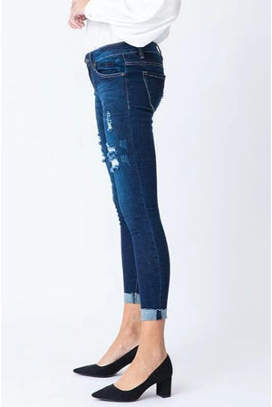 Kan Can Women's Low Rise Ankle Skinny Jeans - Distressed - KC6050-SaltTree