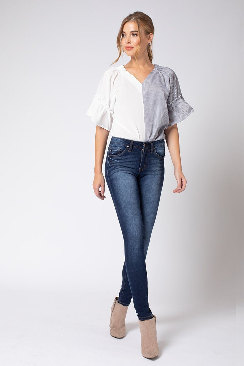 Kan Can Women's Mid Rise Super Skinny Jeans - Basic - KC7085-SaltTree