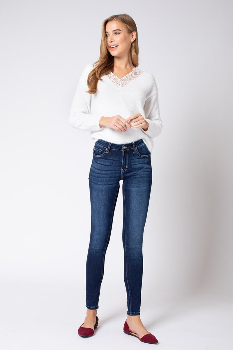 Kan Can Women's Mid Rise Super Skinny Jeans - Basic - KC7085-SaltTree