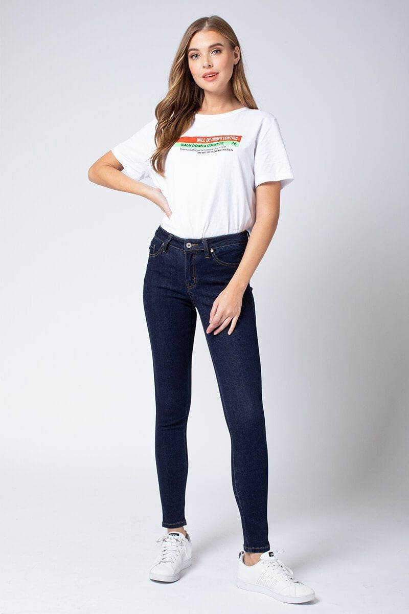 Kan Can Women's Mid Rise Super Skinny Jeans - Basic - KC7085-SaltTree