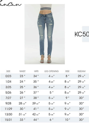 Kan Can Women's Mid Rise Super Skinny Jeans - Distressed - KC5055st-SaltTree