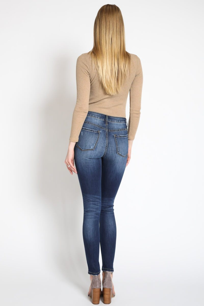 KanCan Jeans Victoria High-Rise Exposed Button Wash Skinny Jeans - kc7113-SaltTree